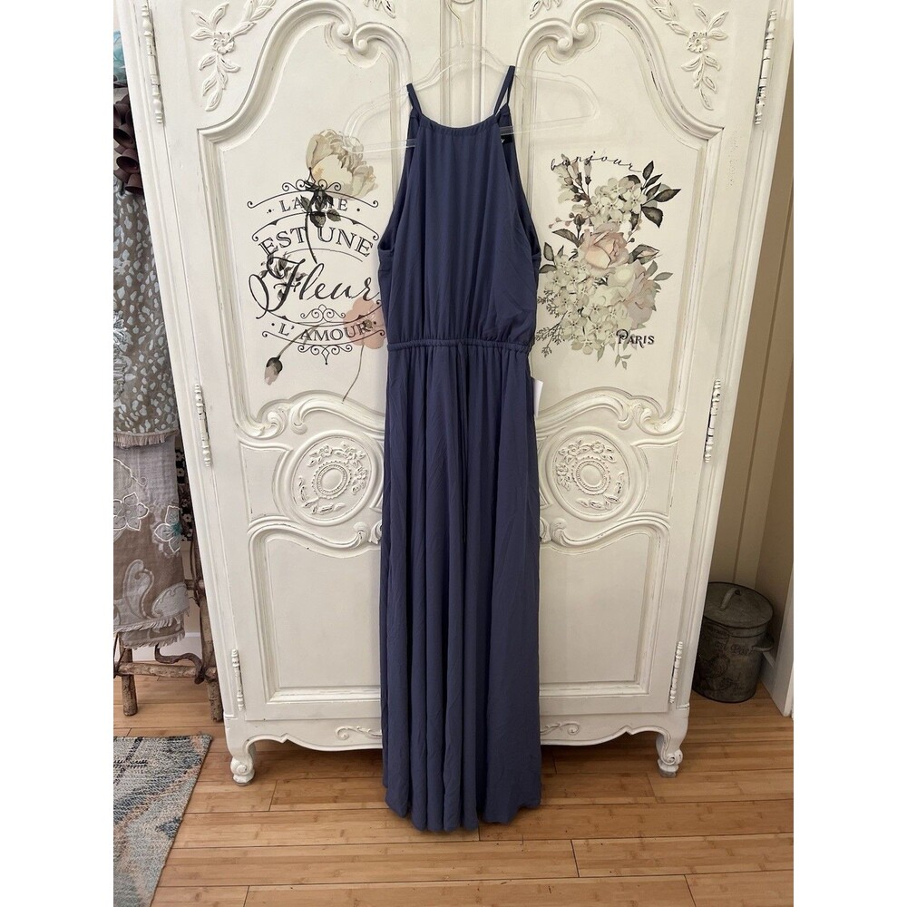 Lulus Essence of Style Navy Blue Maxi Dress Size S NWT - Picture 7 of 10